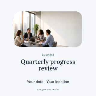 Quarterly progress review social media post template · Picture window