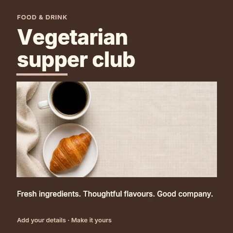Vegetarian supper club social media post template