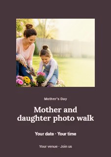 Mother and daughter photo walk flyer template · Picture window