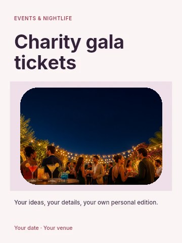 Charity gala tickets poster template