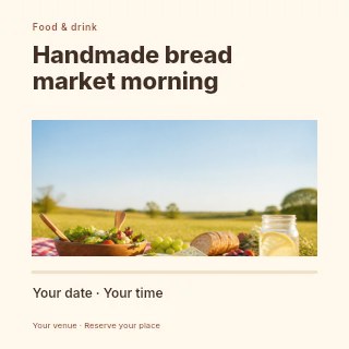 Handmade bread market morning social media post template · Title & photograph