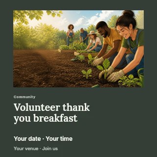 Volunteer thank you breakfast social media post template · Gallery editorial