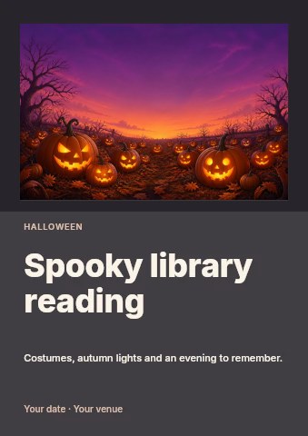 Spooky library reading flyer template