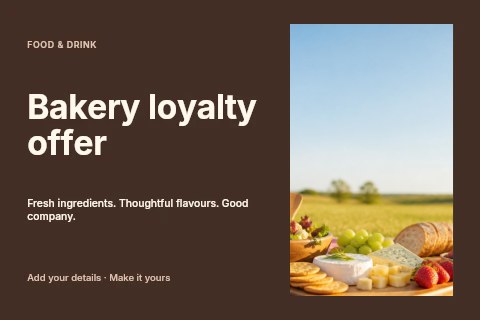 Bakery loyalty offer postcard template