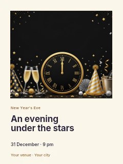 New Year’s Eve starlight party photo layout poster template · Gallery editorial