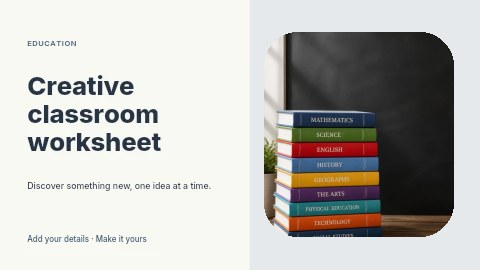 Creative classroom worksheet presentation cover template