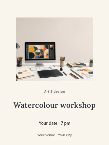 Watercolour workshop invitation template