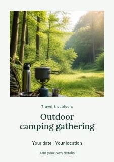 Outdoor camping gathering flyer template · Quiet photo gallery