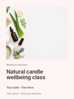 Natural candle wellbeing class poster template · Gallery editorial