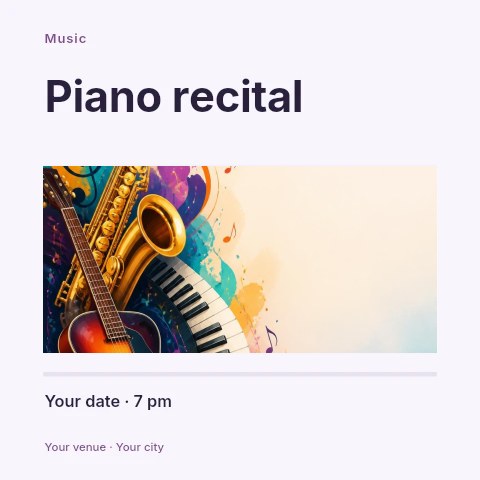 Piano recital social media post template