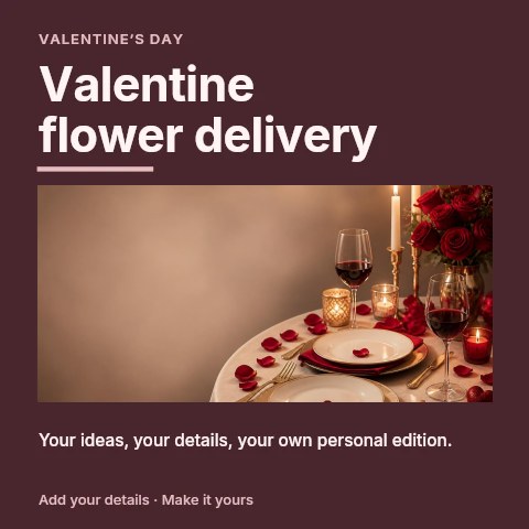 Valentine flower delivery social media post template