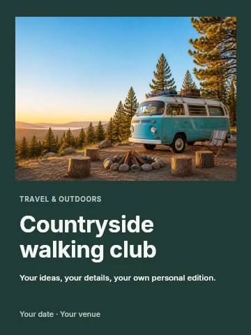 Countryside walking club invitation template
