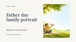 Father Day family portrait presentation cover template · Horizontal photo dialogue