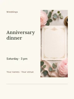 Anniversary Dinner invitation template · Split portrait