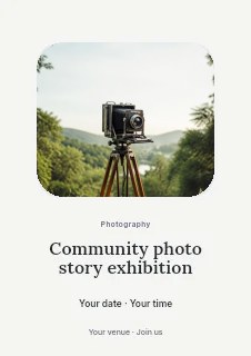 Community photo story exhibition flyer template · Picture window