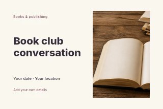 Open blank books on wooden surface in Book club conversation · Horizontal photo dialogue