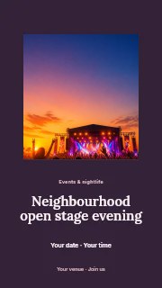 Neighbourhood open stage evening instagram story template · Picture window