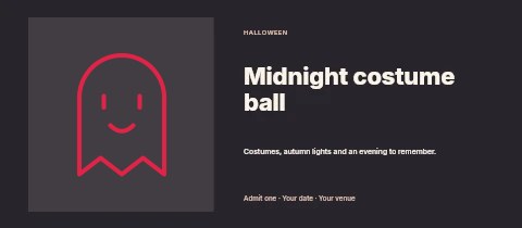 Friendly Halloween ghost · Outline in Midnight costume ball event ticket template