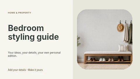 Bedroom styling guide presentation cover template