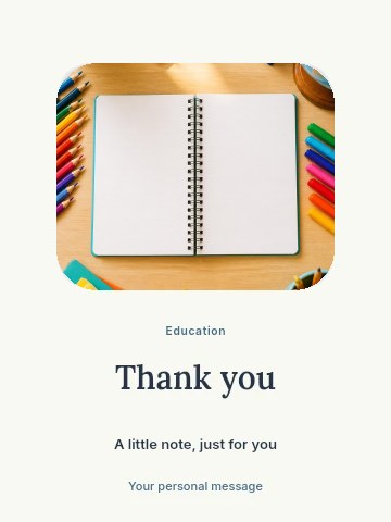 Open notebook with colorful school supplies in School open day greeting card template