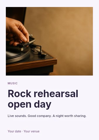 Rock rehearsal open day flyer template