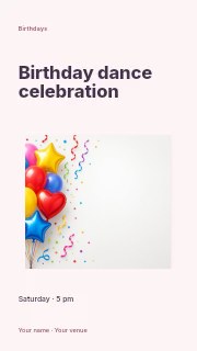 Birthday dance celebration instagram story template · Modern programme