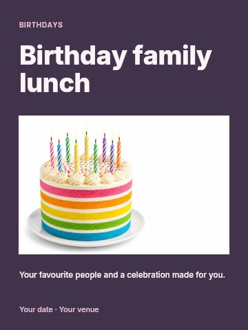 Birthday family lunch poster template