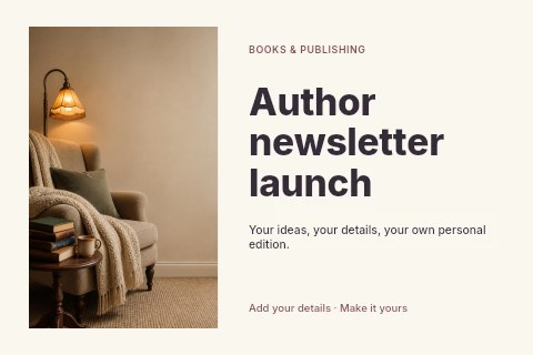 Author newsletter launch postcard template