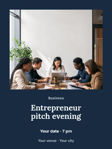 Entrepreneur pitch evening poster template
