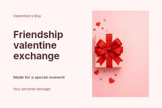 Friendship Valentine exchange postcard template · Horizontal photo dialogue