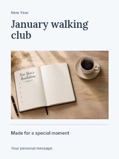January walking club greeting card template · Title & photograph