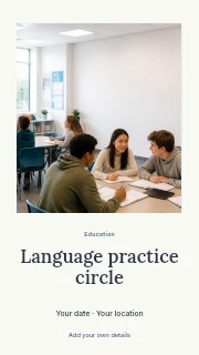 Language practice circle instagram story template · Quiet photo gallery
