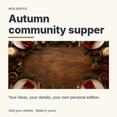 Autumn community supper social media post template