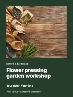 Flower pressing garden workshop poster · Gallery editorial