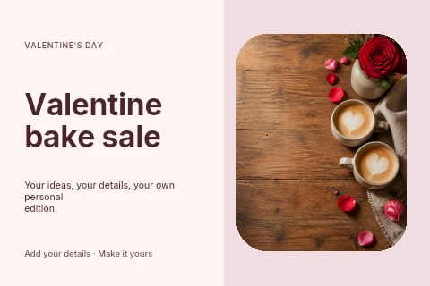 Valentine bake sale postcard template