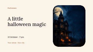 Halloween photo celebration presentation cover template · Horizontal photo dialogue