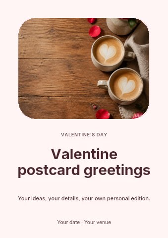 Valentine postcard greetings flyer template