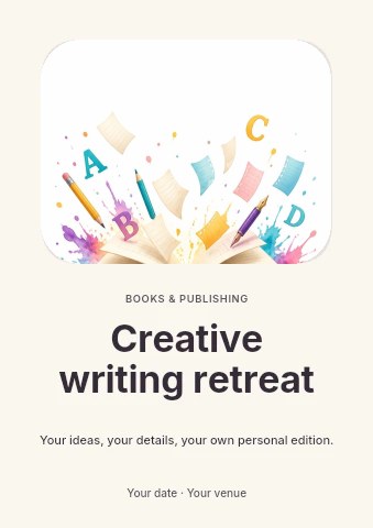 Creative writing retreat flyer template