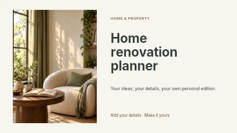 Home renovation planner presentation cover template