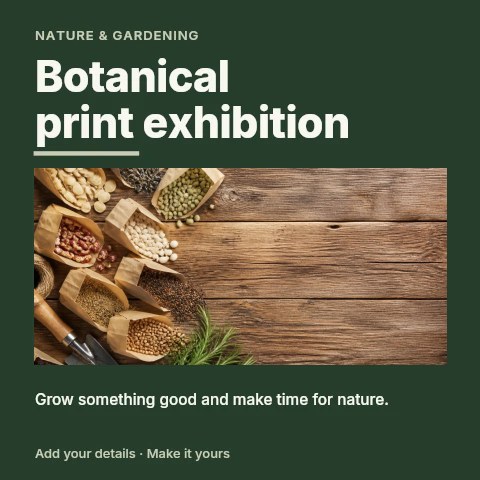 Botanical print exhibition social media post template