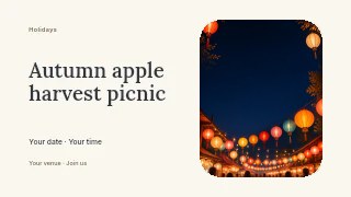 Autumn apple harvest picnic youtube thumbnail template · Horizontal photo dialogue