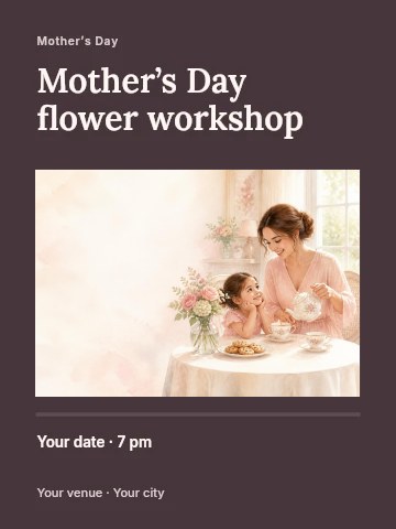 Mother’s Day flower workshop invitation template