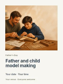 Father and child model making poster template · Gallery editorial