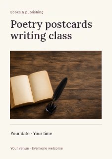 Poetry postcards writing class flyer template · Title & photograph