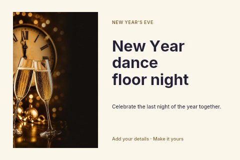 New Year dance floor night postcard template