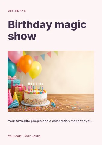 Birthday magic show flyer template