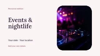 Events & nightlife presentation cover template · Horizontal photo dialogue