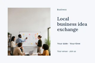 Local business idea exchange postcard template · Horizontal photo dialogue