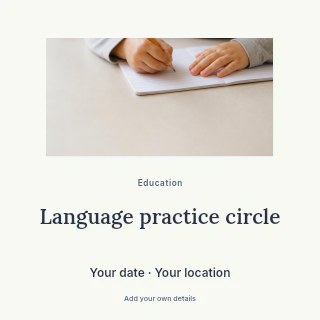 Language practice circle social media post template · Picture window
