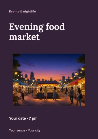 Evening food market flyer template